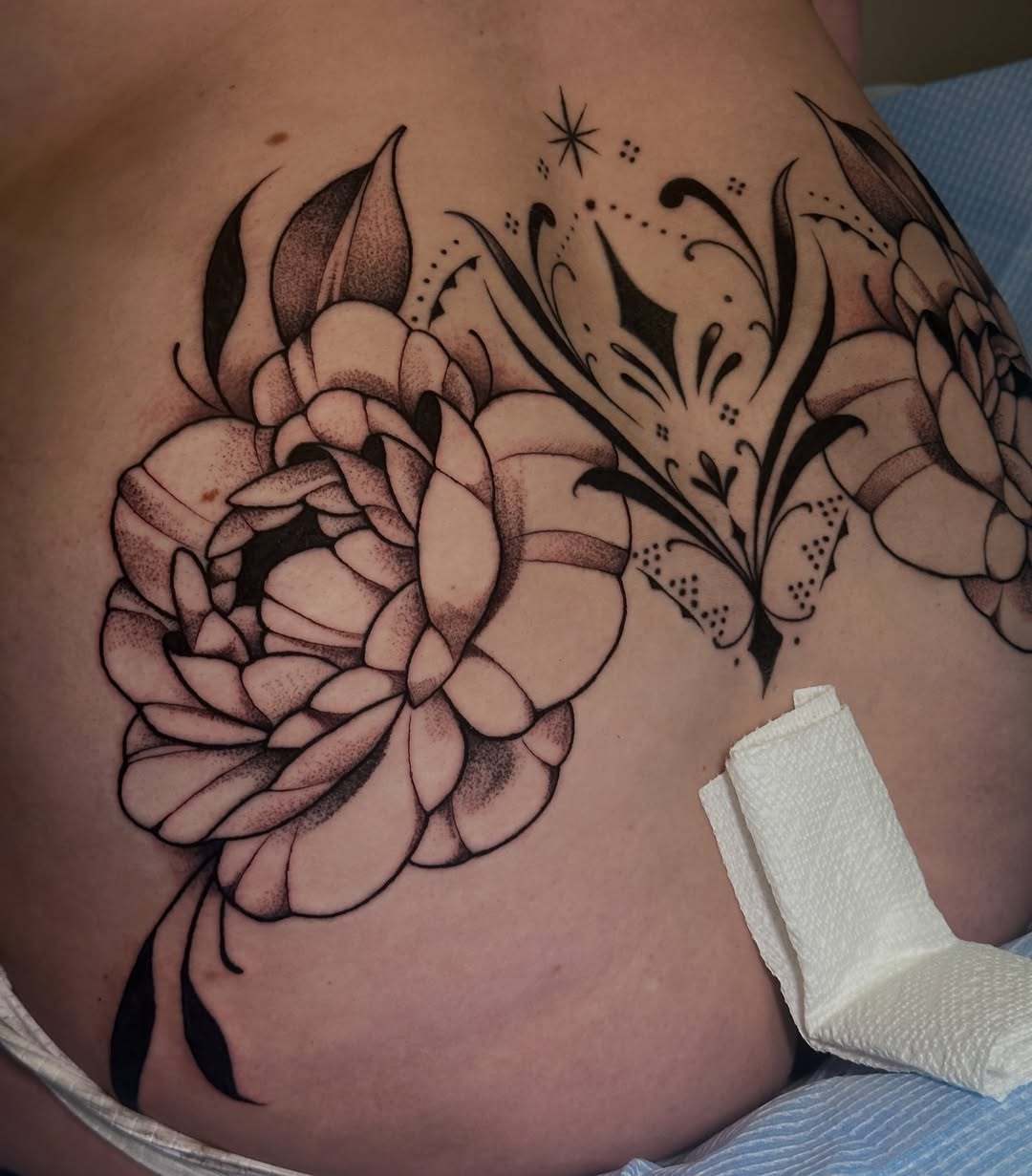 Tattoo by @caitycat.tattoos — dotwork, black_and_grey