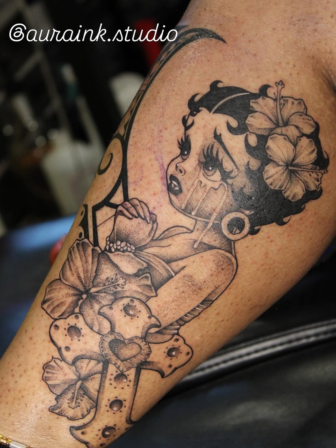 Tattoo by @auraink.studio β black_and_grey, chicano