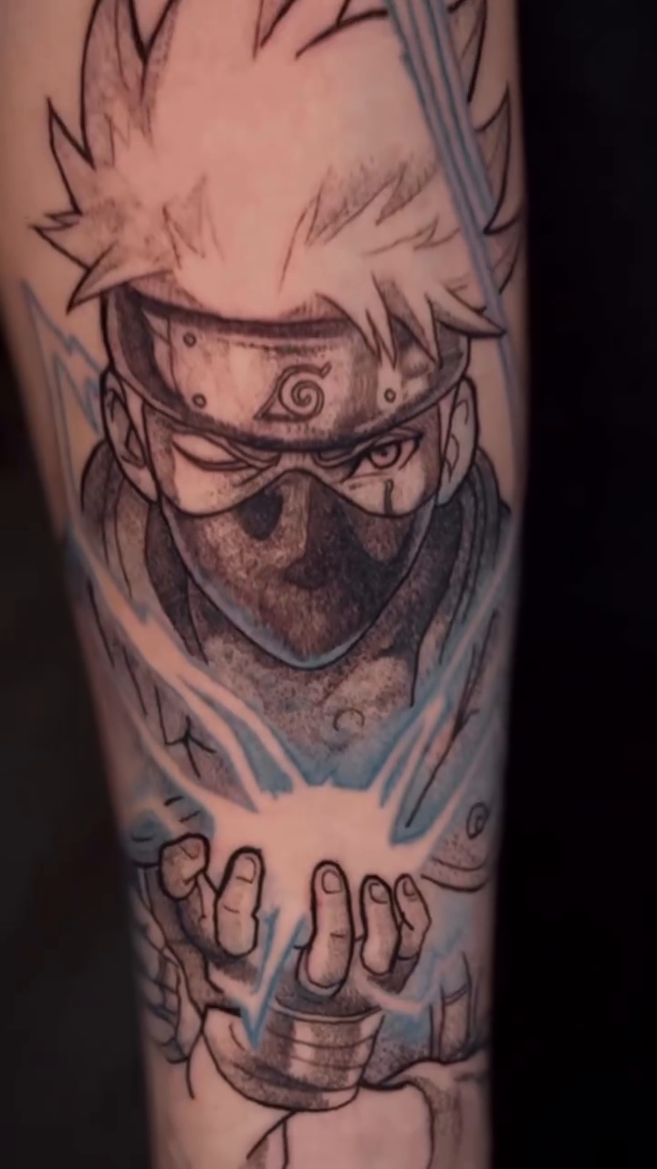 Tattoo by @mannyramirezart — anime, black_and_grey