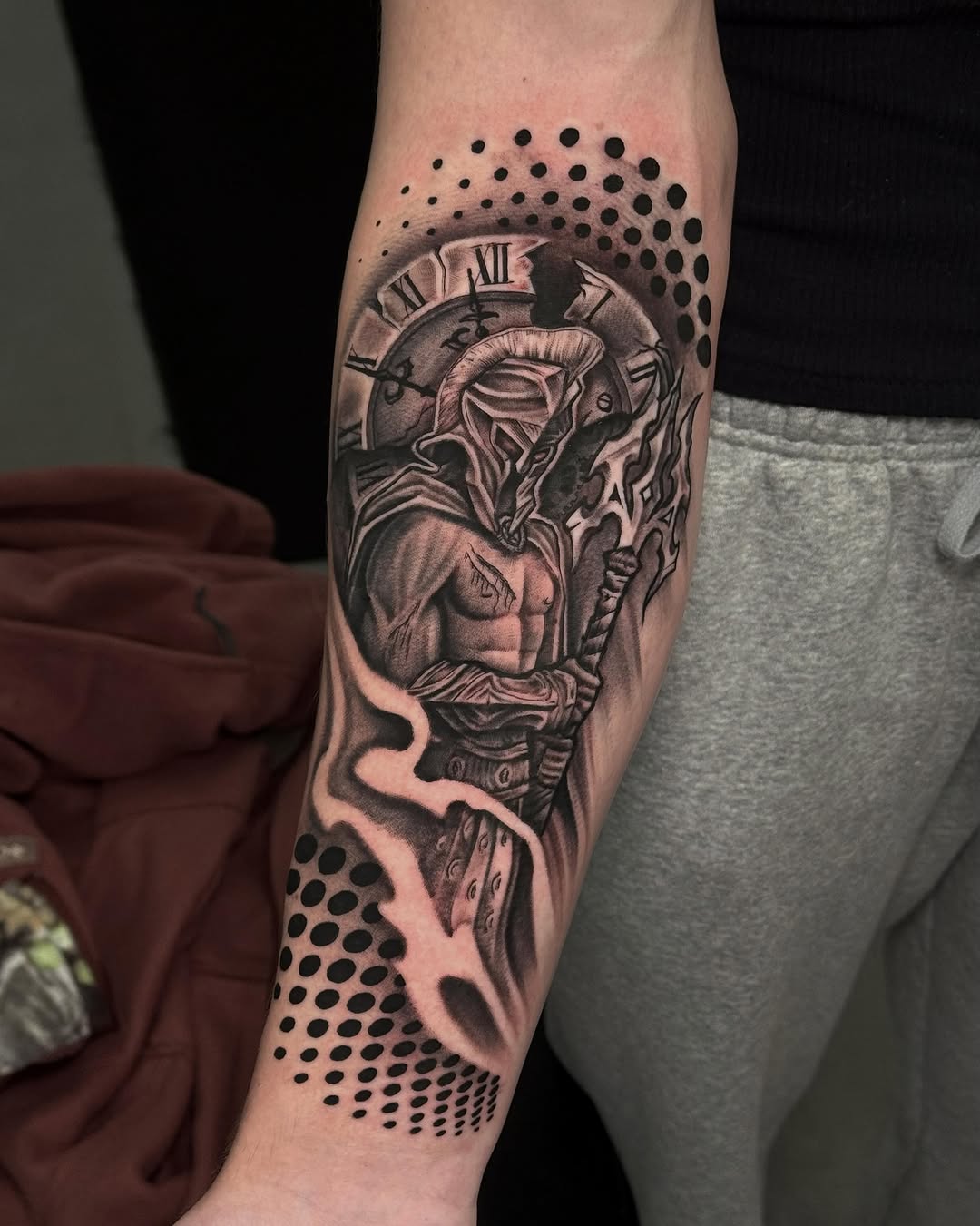 Tattoo by @grineylagantattoo — realism, black_and_grey