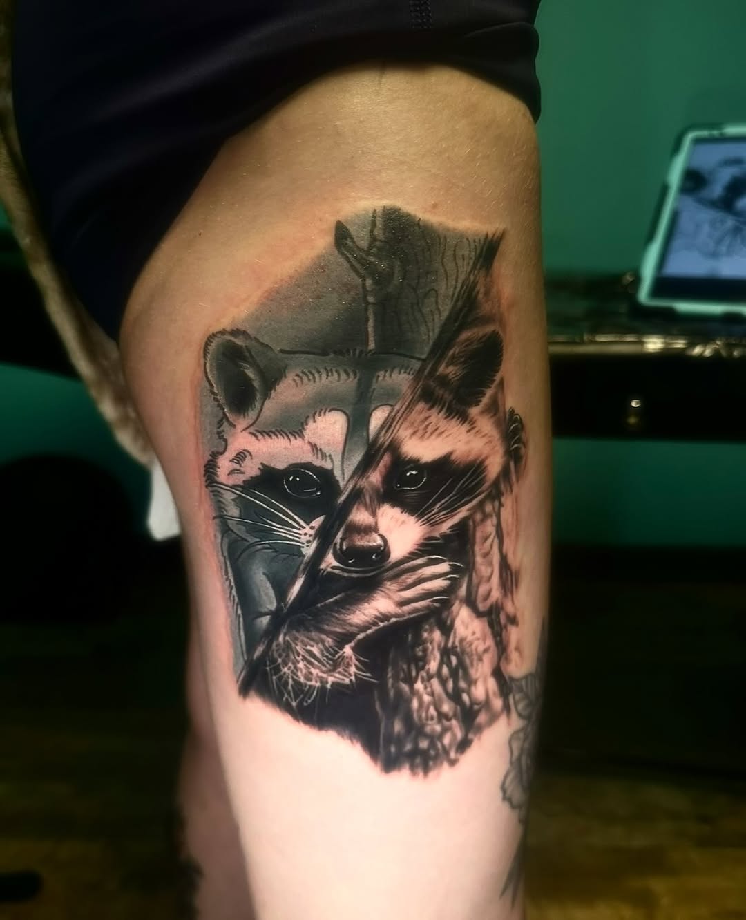 Tattoo by @daggerface_toon — realism, black_and_grey