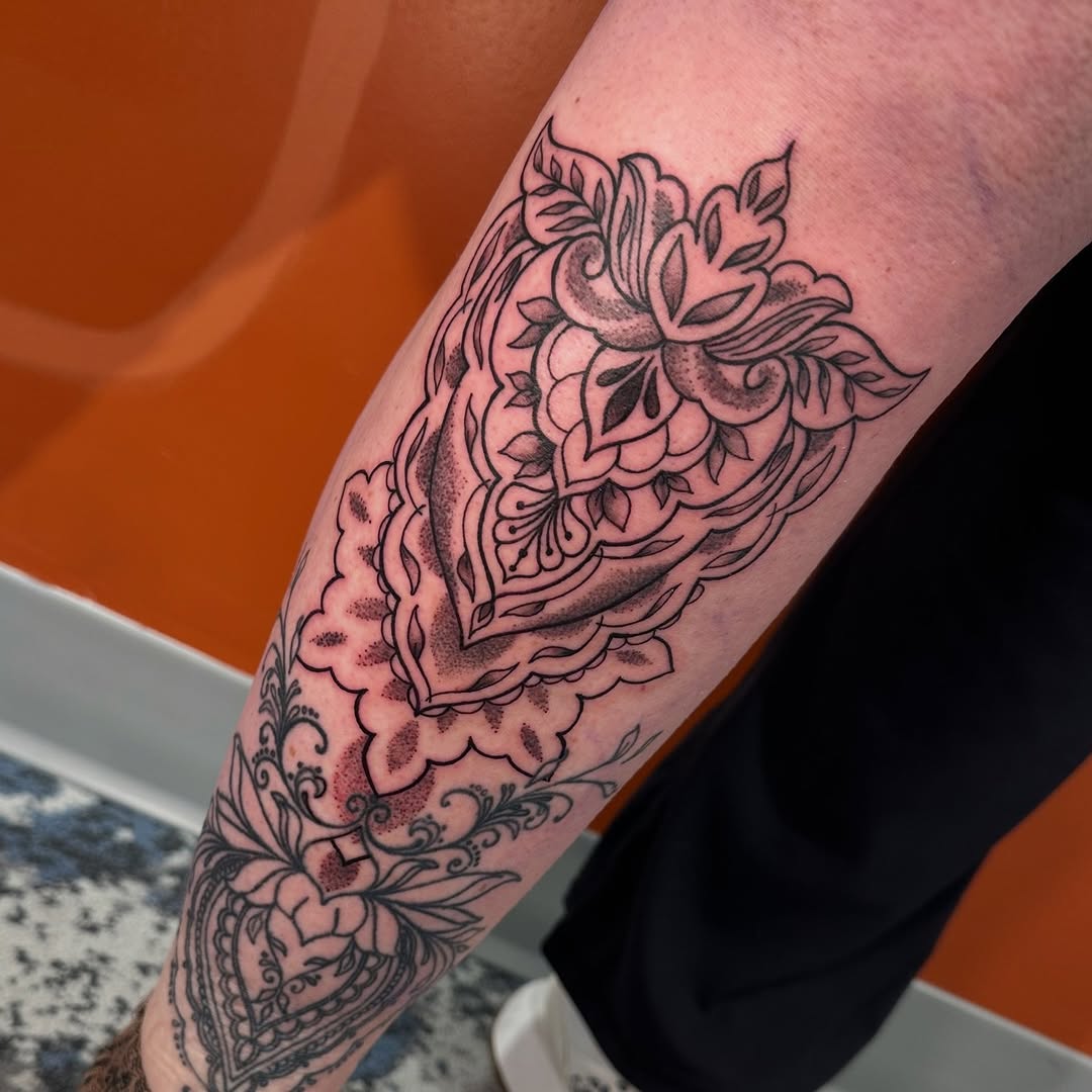 Tattoo by @cookie.inkz — ornamental, dotwork