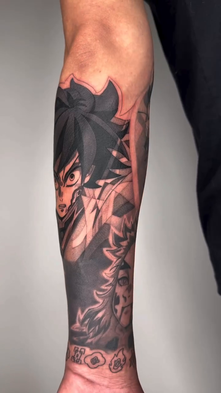 Tattoo by @roxbury_tattoos β anime, black_and_grey