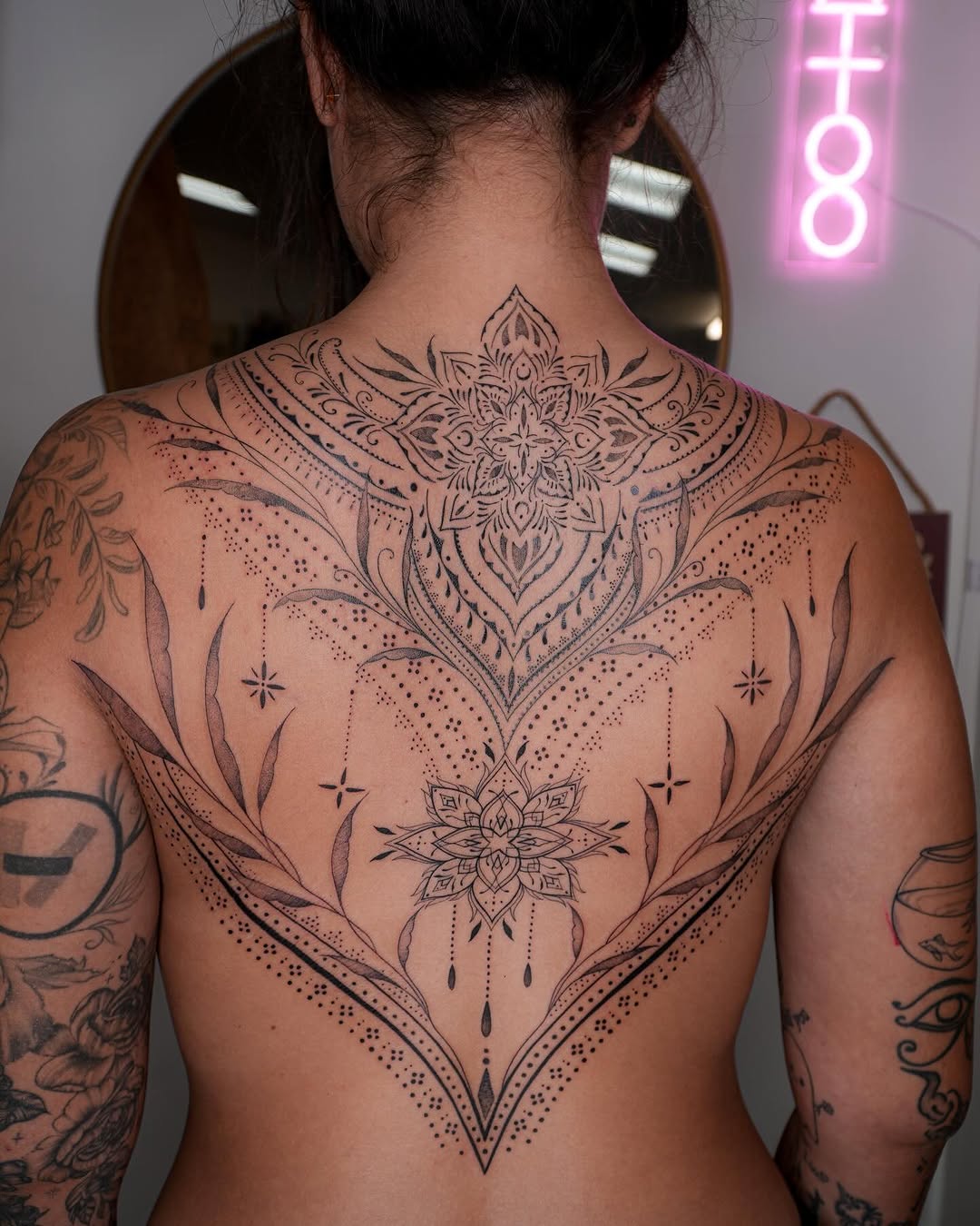 Tattoo by @lovergirltattoos_ — dotwork, ornamental