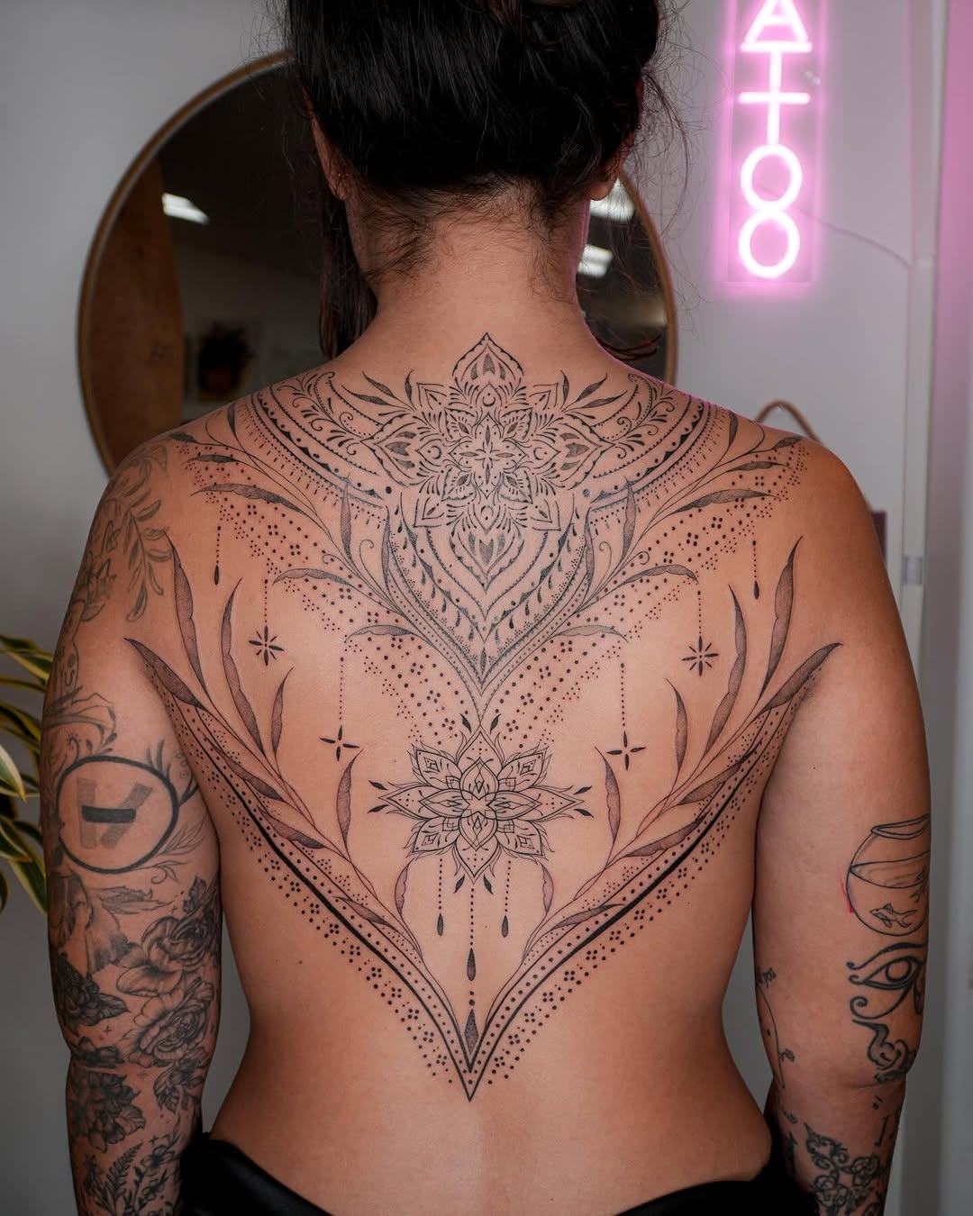 Tattoo by @lovergirltattoos_ — dotwork, ornamental