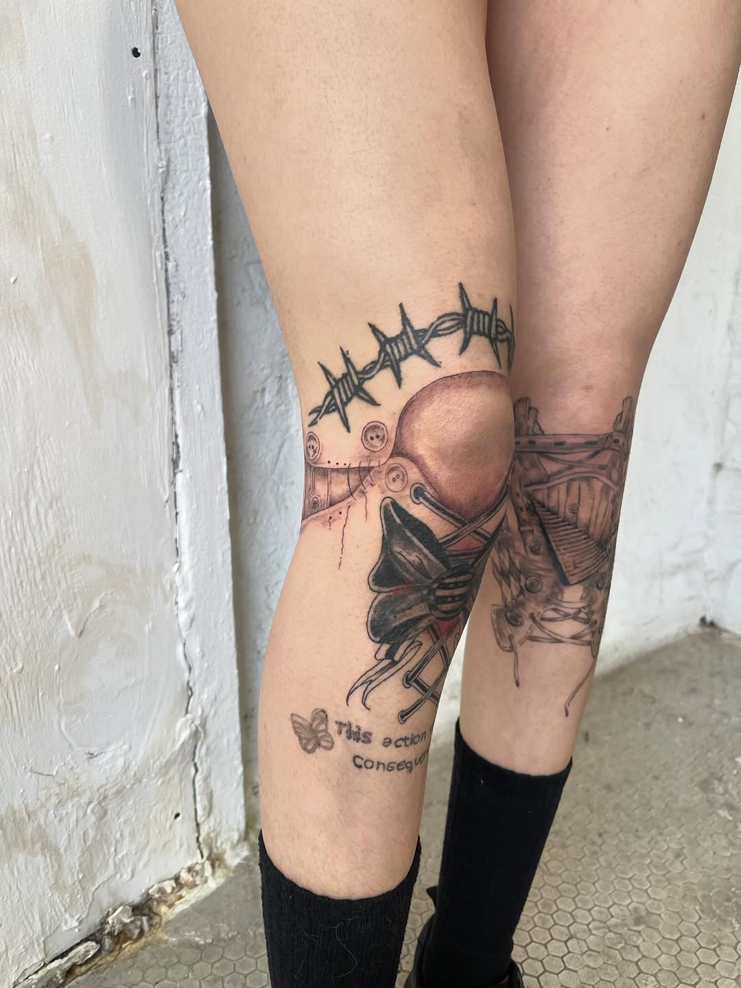 Tattoo by @initiationoftorture — illustrative, black_and_grey