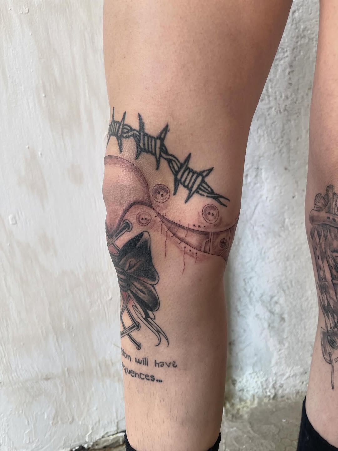Tattoo by @initiationoftorture — illustrative, black_and_grey