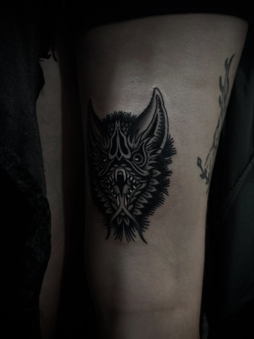 Tattoo by @tatslingingslasher — blackwork, neo_traditional