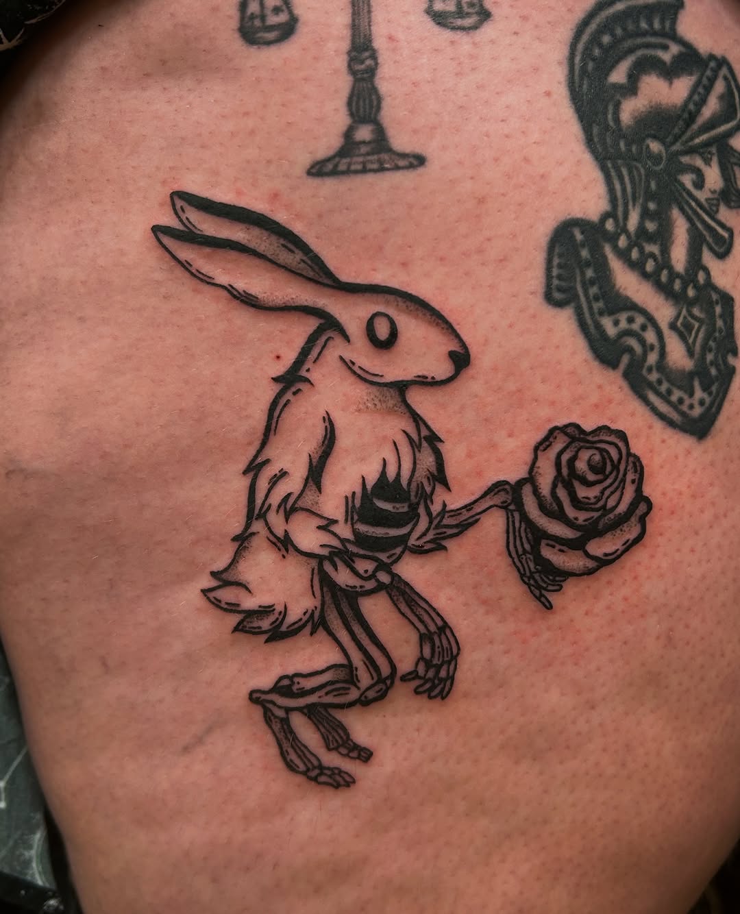 Tattoo by @honeybunnympls — illustrative, blackwork