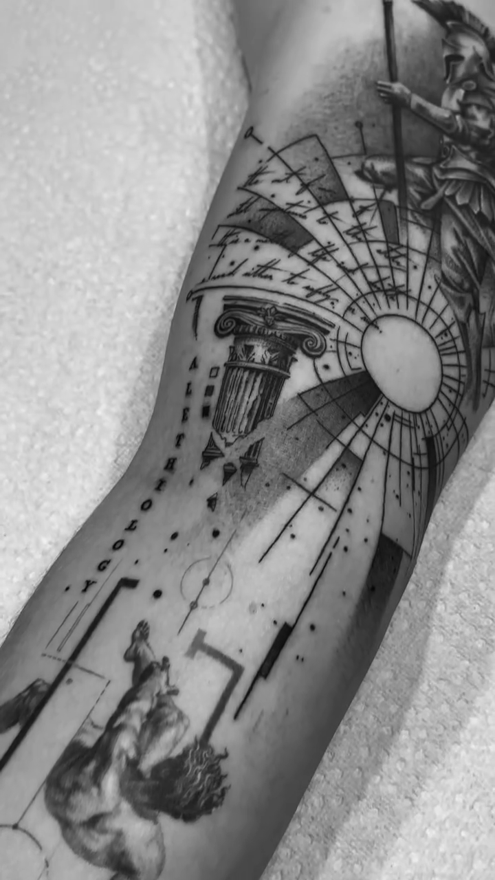 Tattoo by @beholds_ โ geometric, black_and_grey