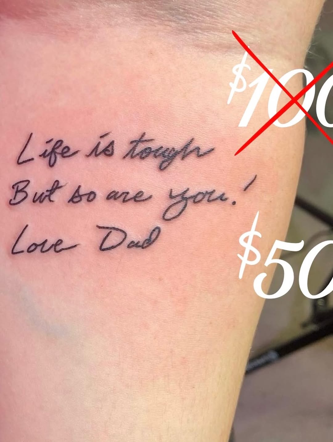 Tattoo by @gatorgirltattoo — lettering_script, fine_line