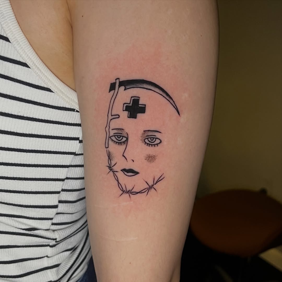 Tattoo by @traffic.death โ black_and_grey, illustrative