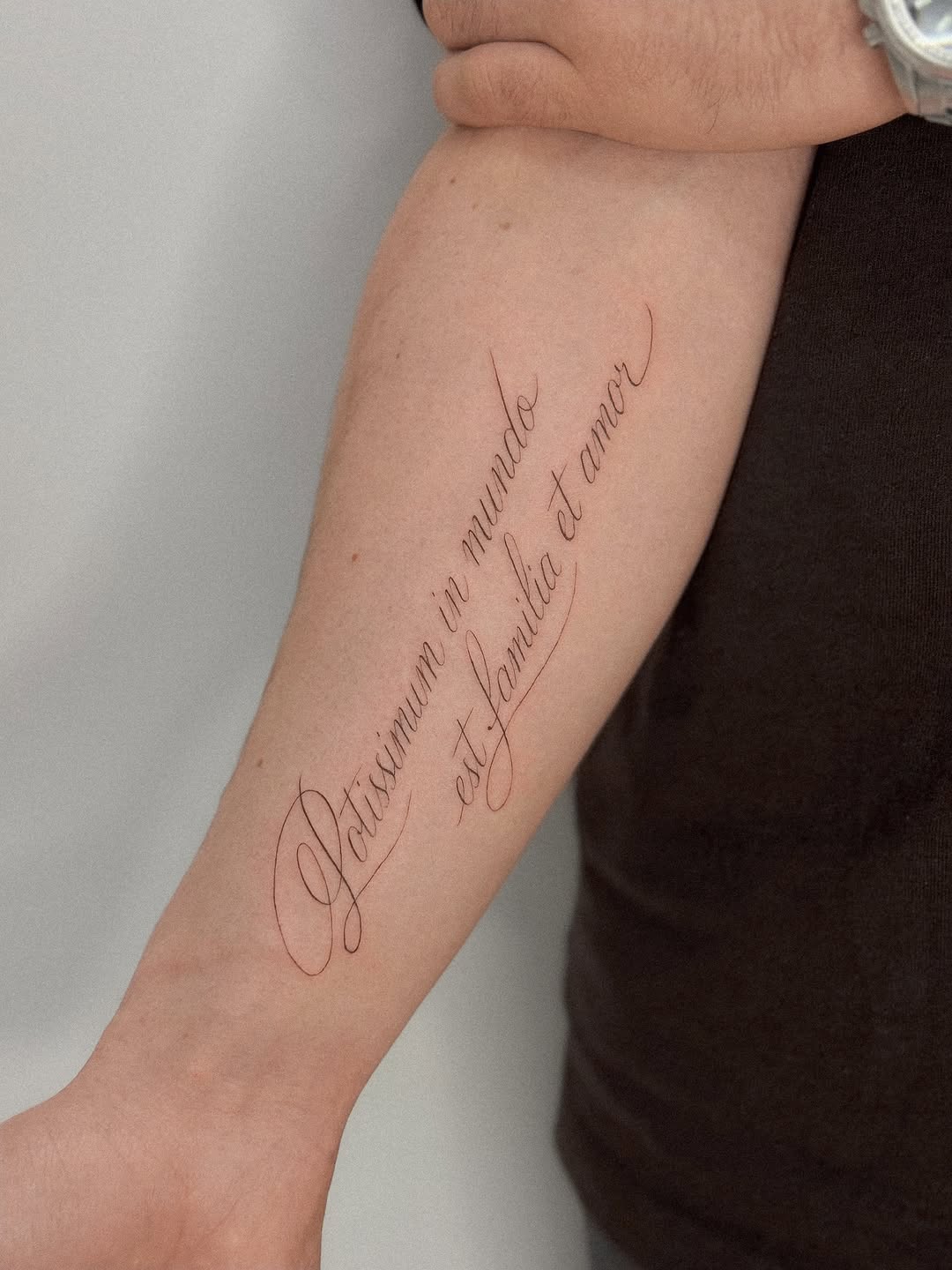 Tattoo by @romanova.skinart — lettering_script, fine_line