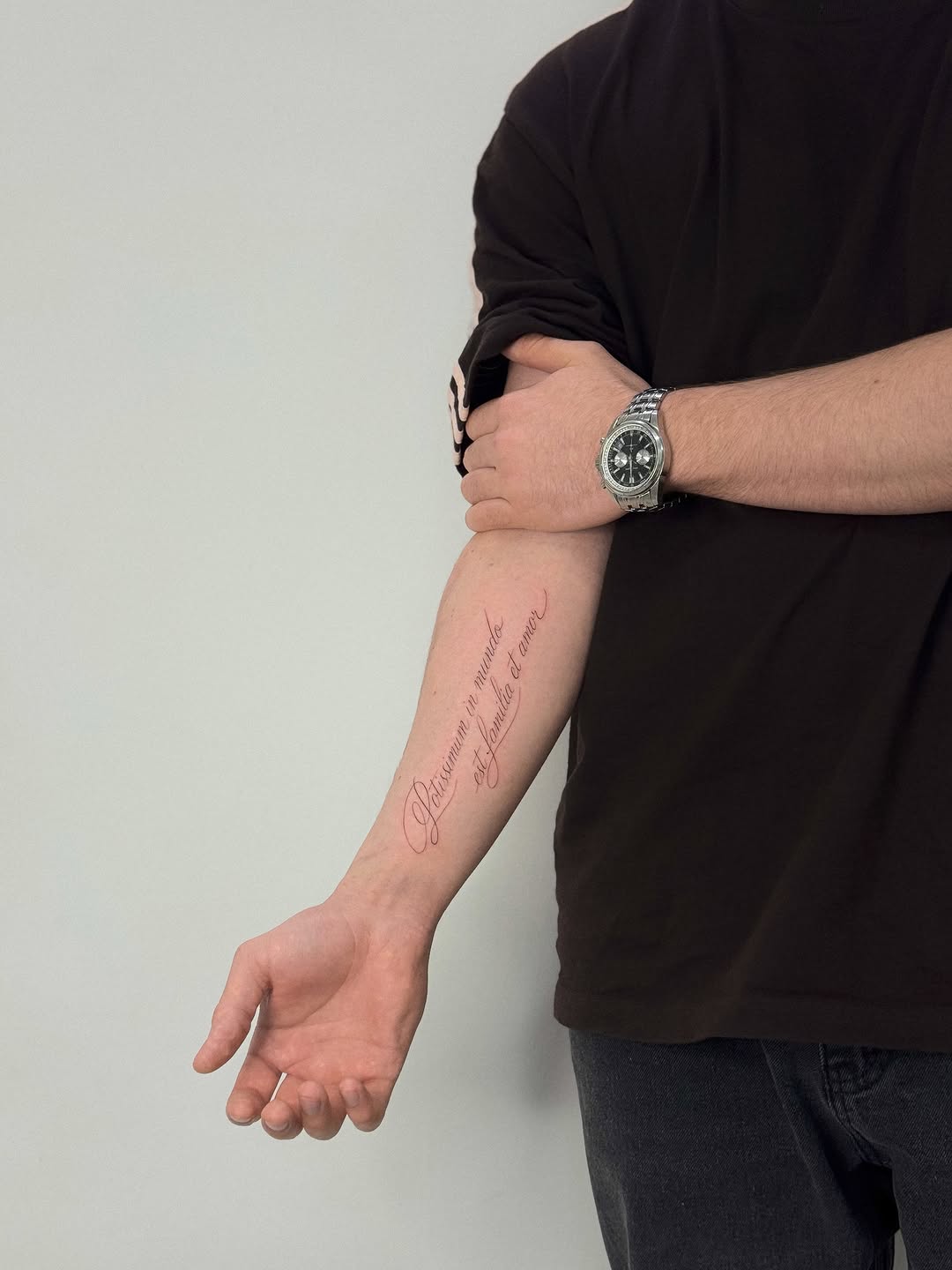Tattoo by @romanova.skinart — lettering_script, fine_line