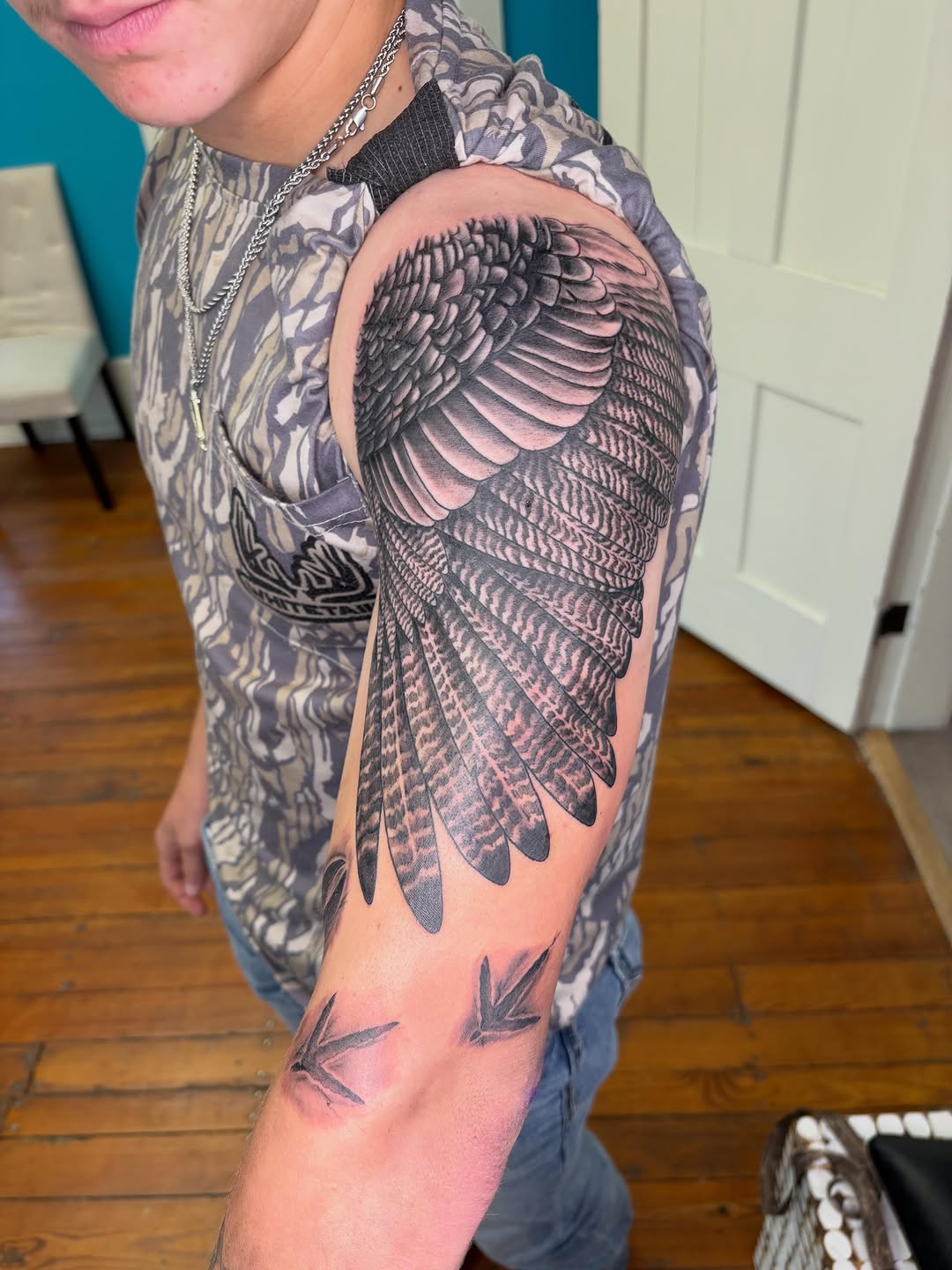 Tattoo by @robertcollinstattoo — black_and_grey, realism