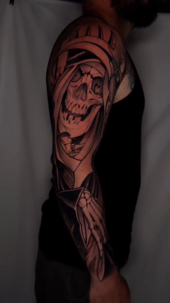 Tattoo by @travisbrown918 — dark_realism, black_and_grey