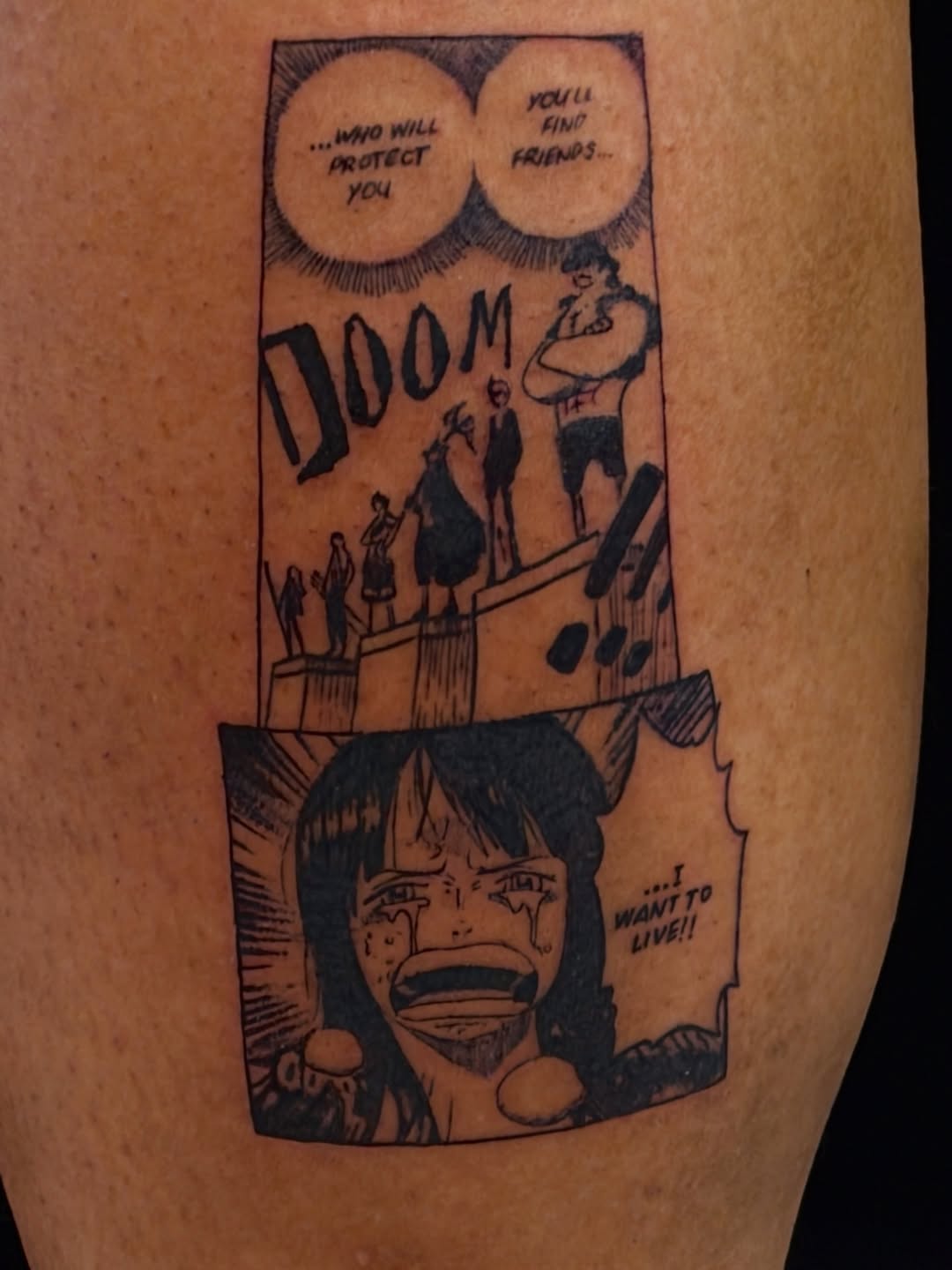 Tattoo by @tofuskintattoo β anime, black_and_grey