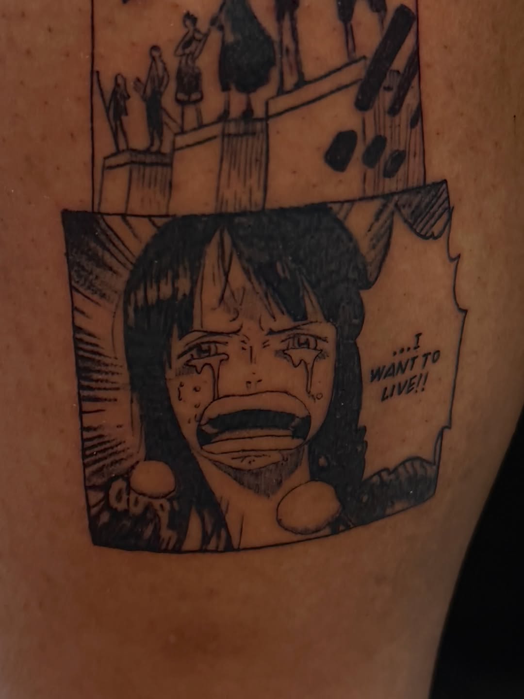 Tattoo by @tofuskintattoo β anime, black_and_grey