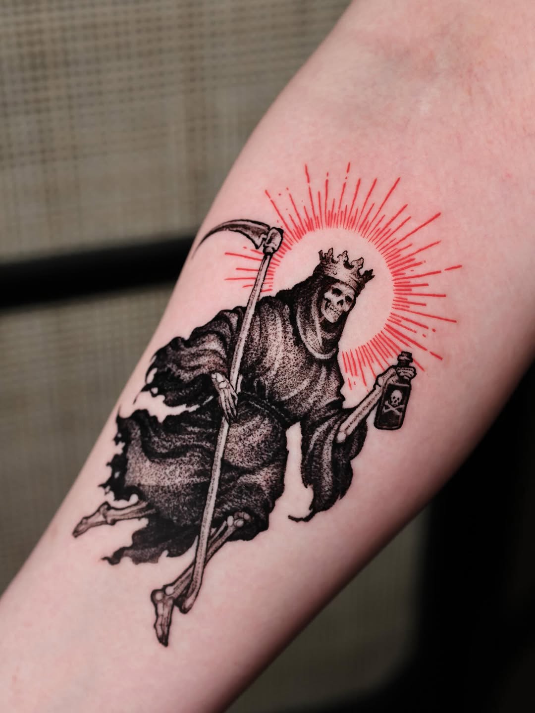 Tattoo by @horror_tattoo — blackwork, illustrative