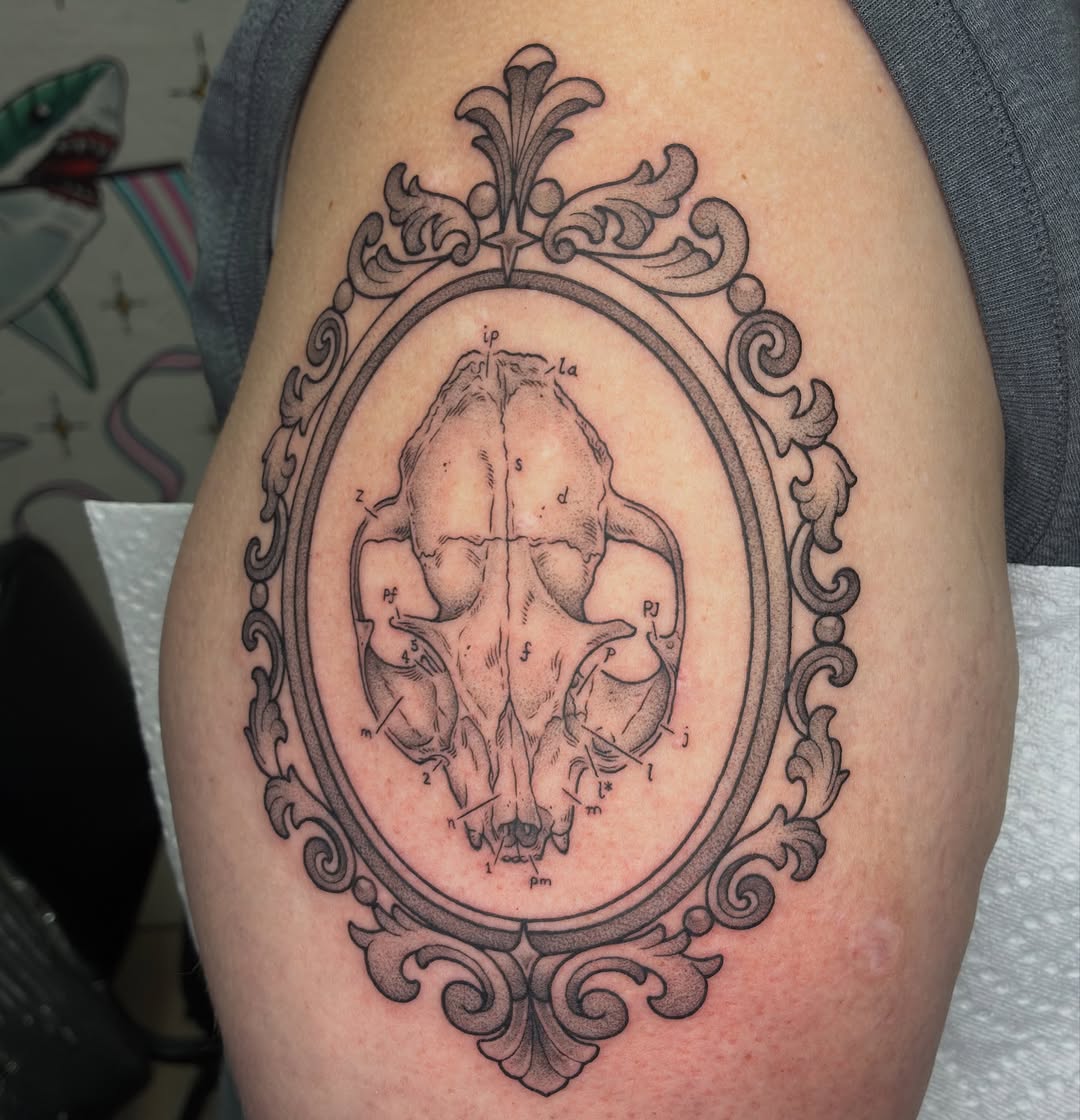 Tattoo by @shark_boy_tattoos โ illustrative, black_and_grey