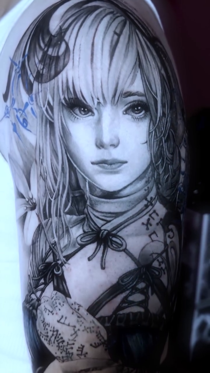 Tattoo by @necultra.tattoo — realism, black_and_grey