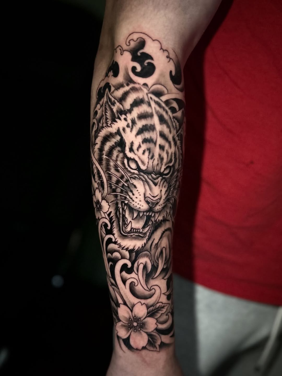 Tattoo by @dylanstevenstattoo — japanese_irezumi, black_and_grey