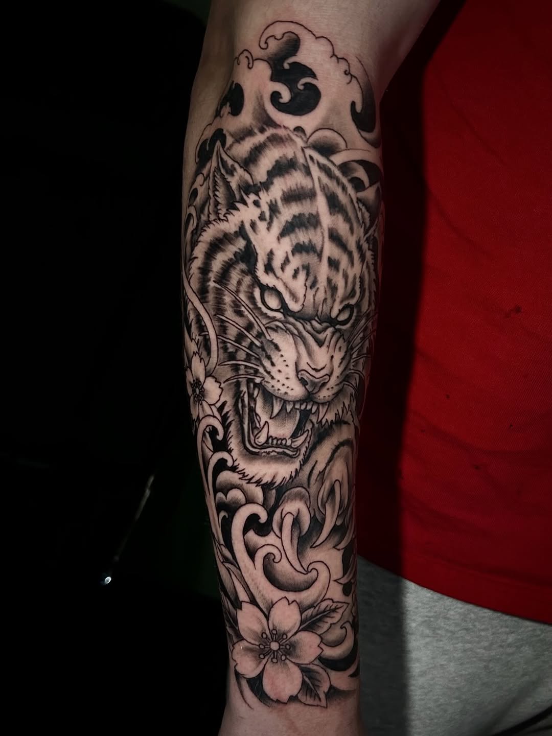 Tattoo by @dylanstevenstattoo — japanese_irezumi, black_and_grey