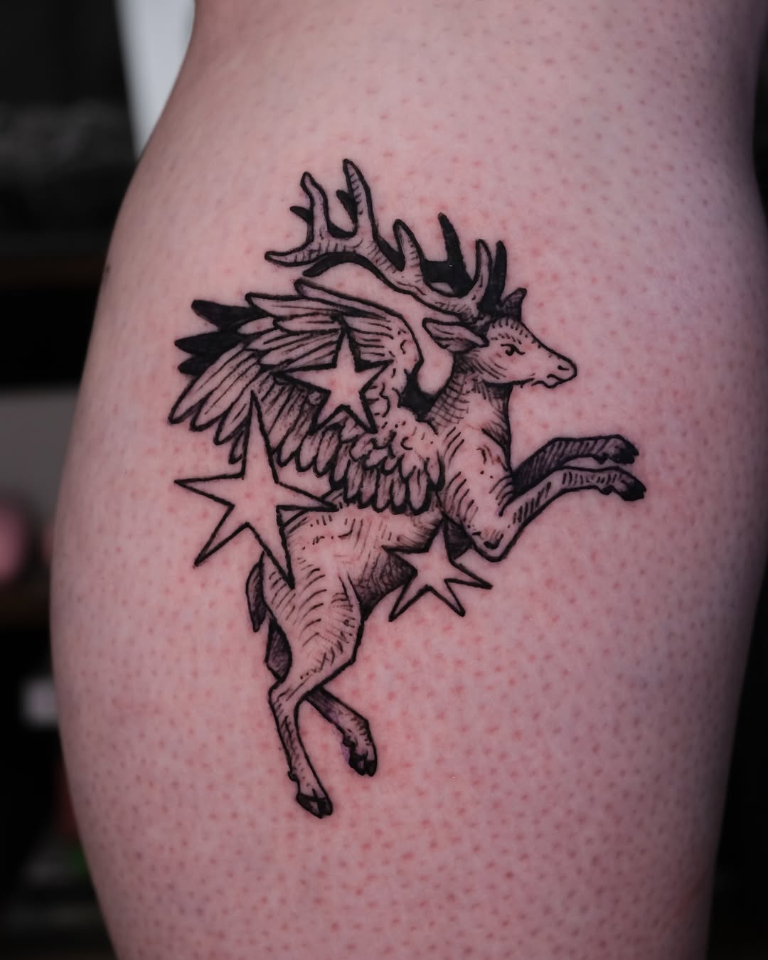 Tattoo by @fortytwojudges — illustrative, black_and_grey