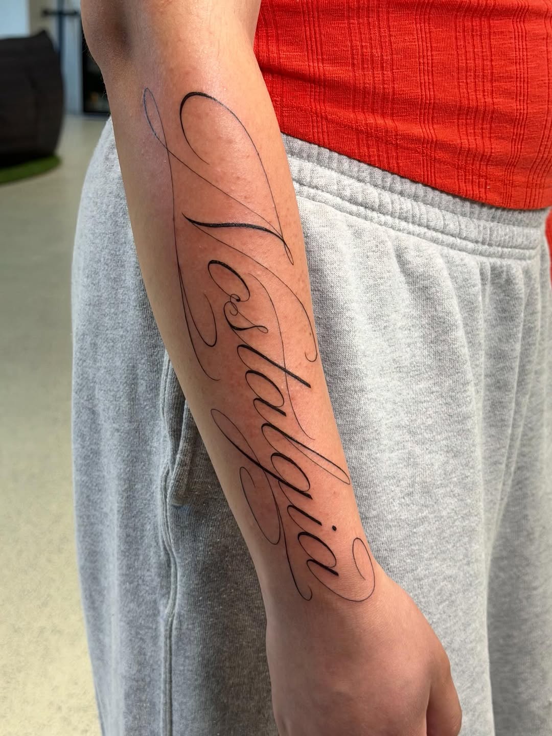 Tattoo by @gimilt.tattoos โ lettering_script, fine_line