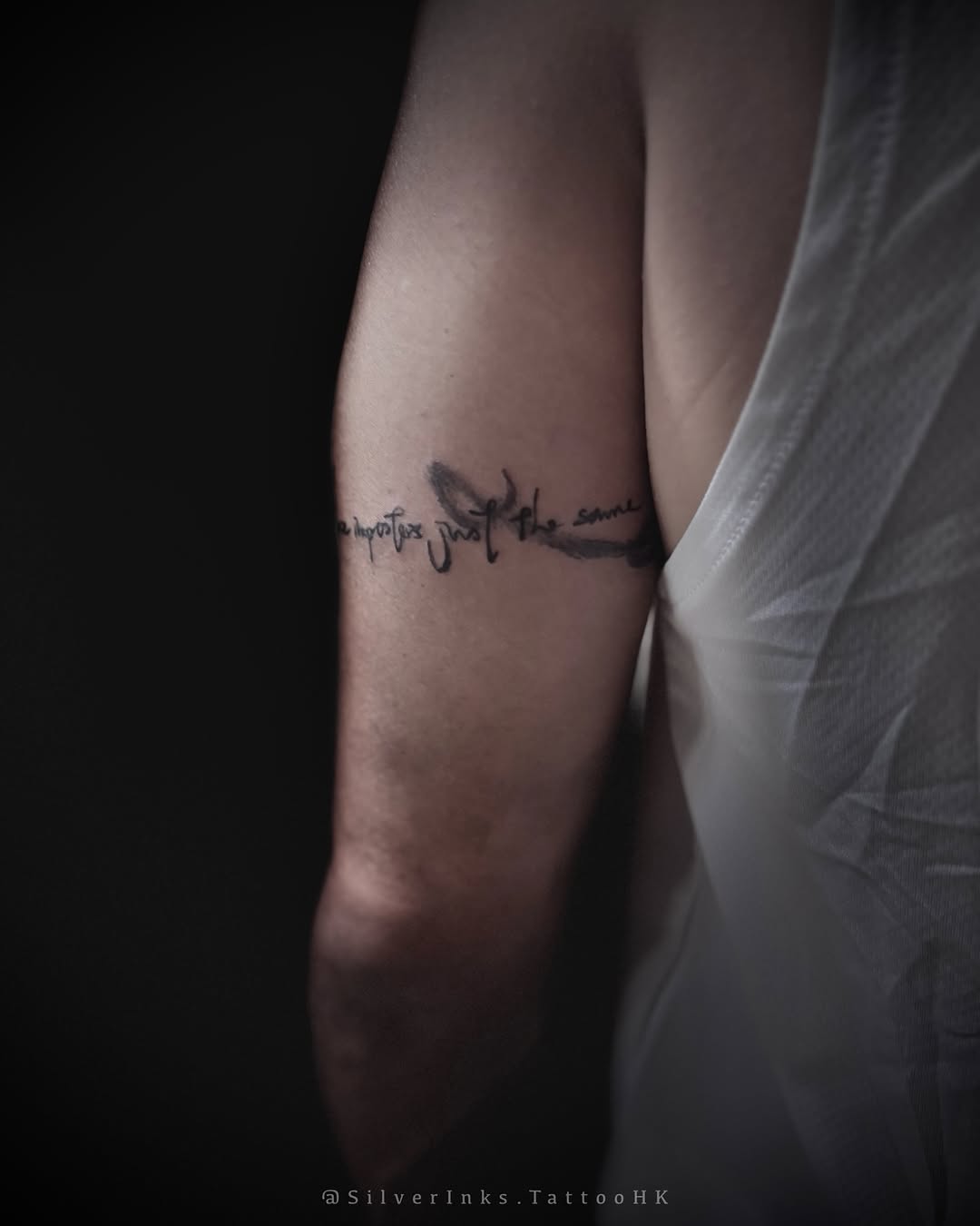 Tattoo by @silverinks.tattoohk — lettering_script, fine_line