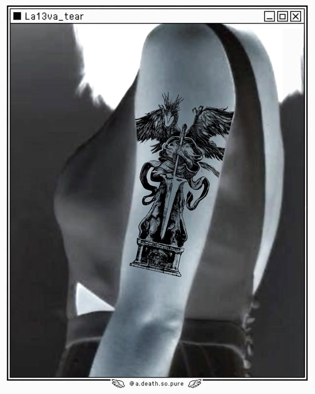 Tattoo by @la13va_tear — dark_realism, blackwork