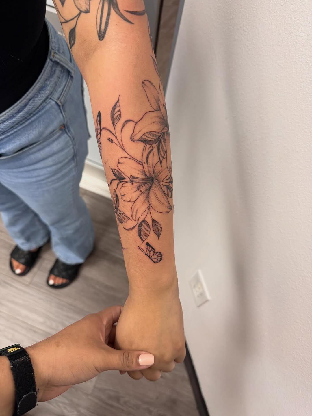 Tattoo by @gluhd_ink — fine_line, black_and_grey