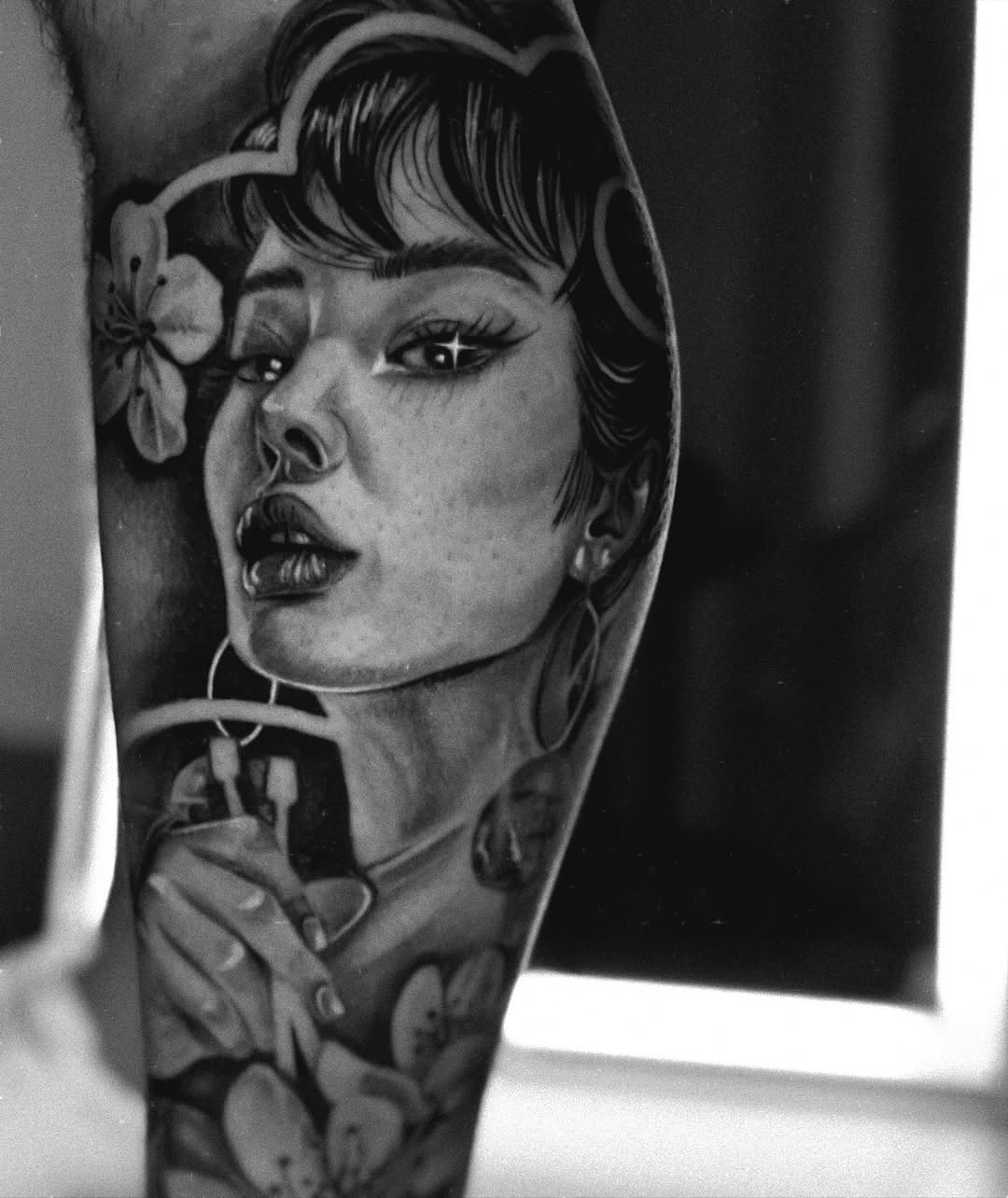 Tattoo by @melii.tatt — realism, black_and_grey
