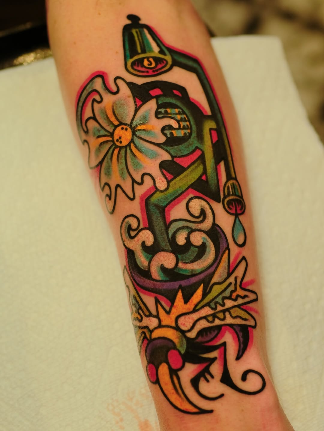 Tattoo by @closedhands — new_school, trash_polka