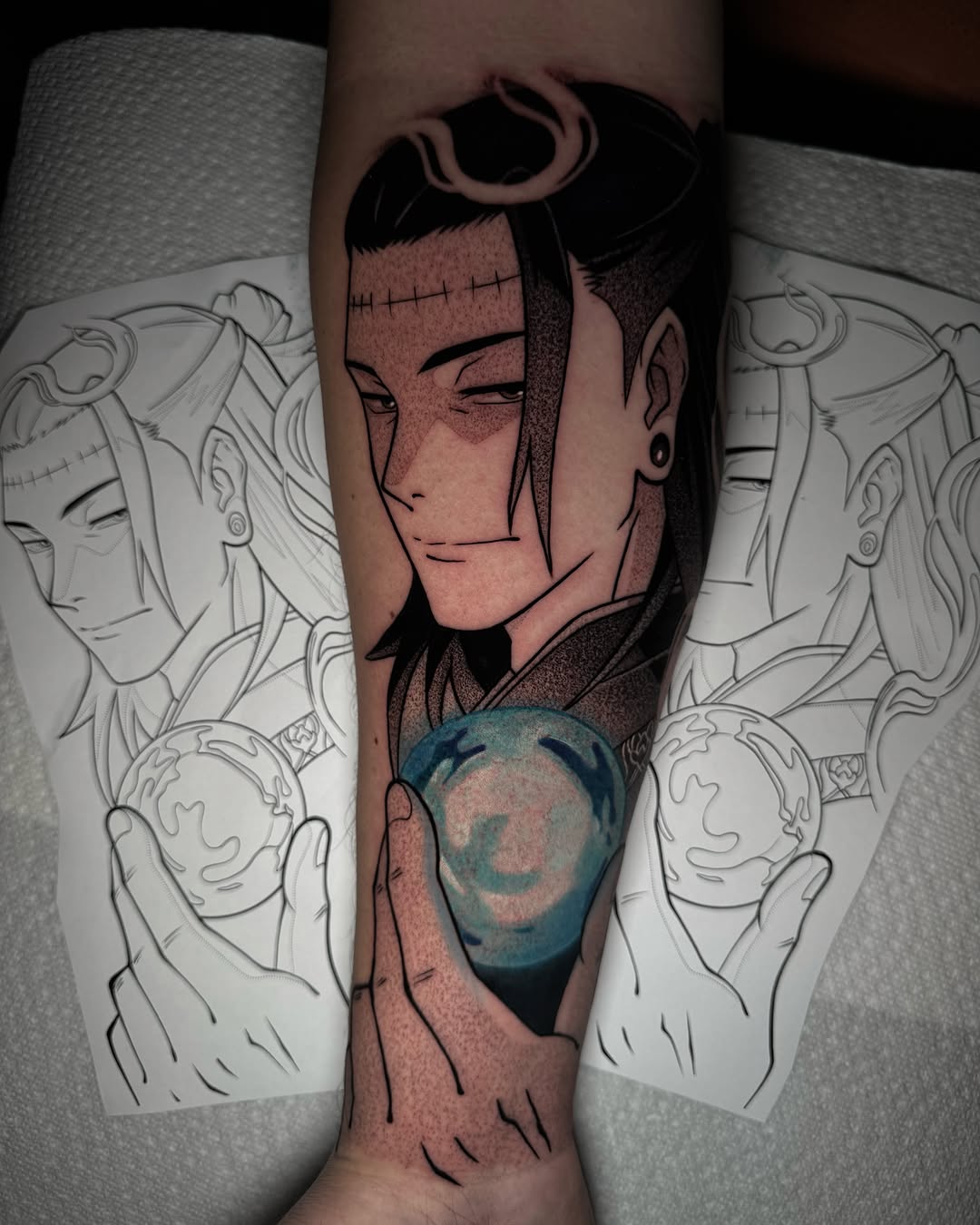 Tattoo by @rustik_uno — anime, dotwork