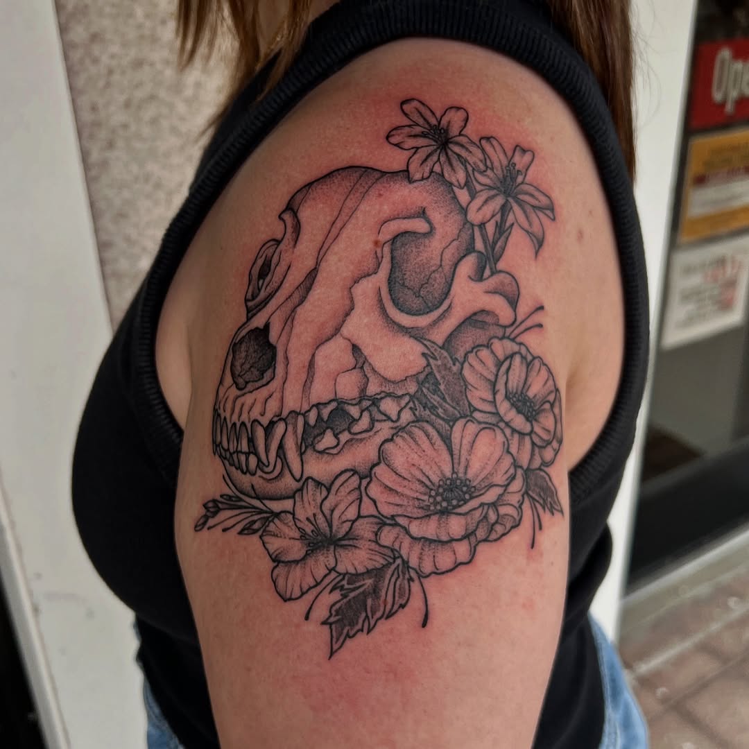 Tattoo by @latebloomertattoosmn — black_and_grey, fine_line