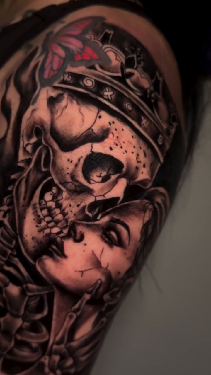 Tattoo by @patrisiatattoo — dark_realism, black_and_grey