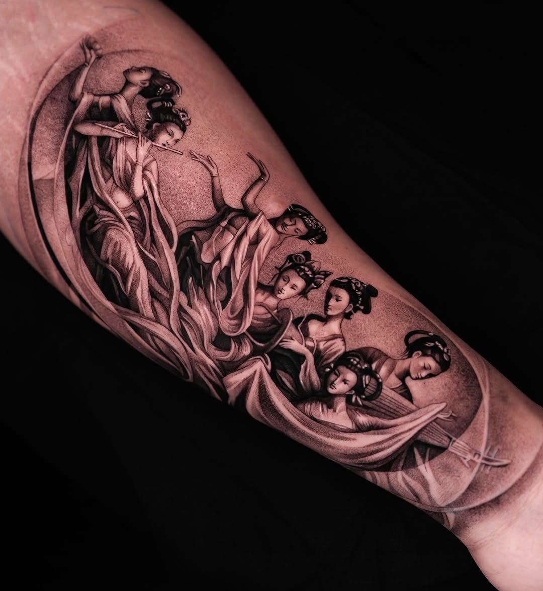 Tattoo by @tattooist_steven โ realism, black_and_grey