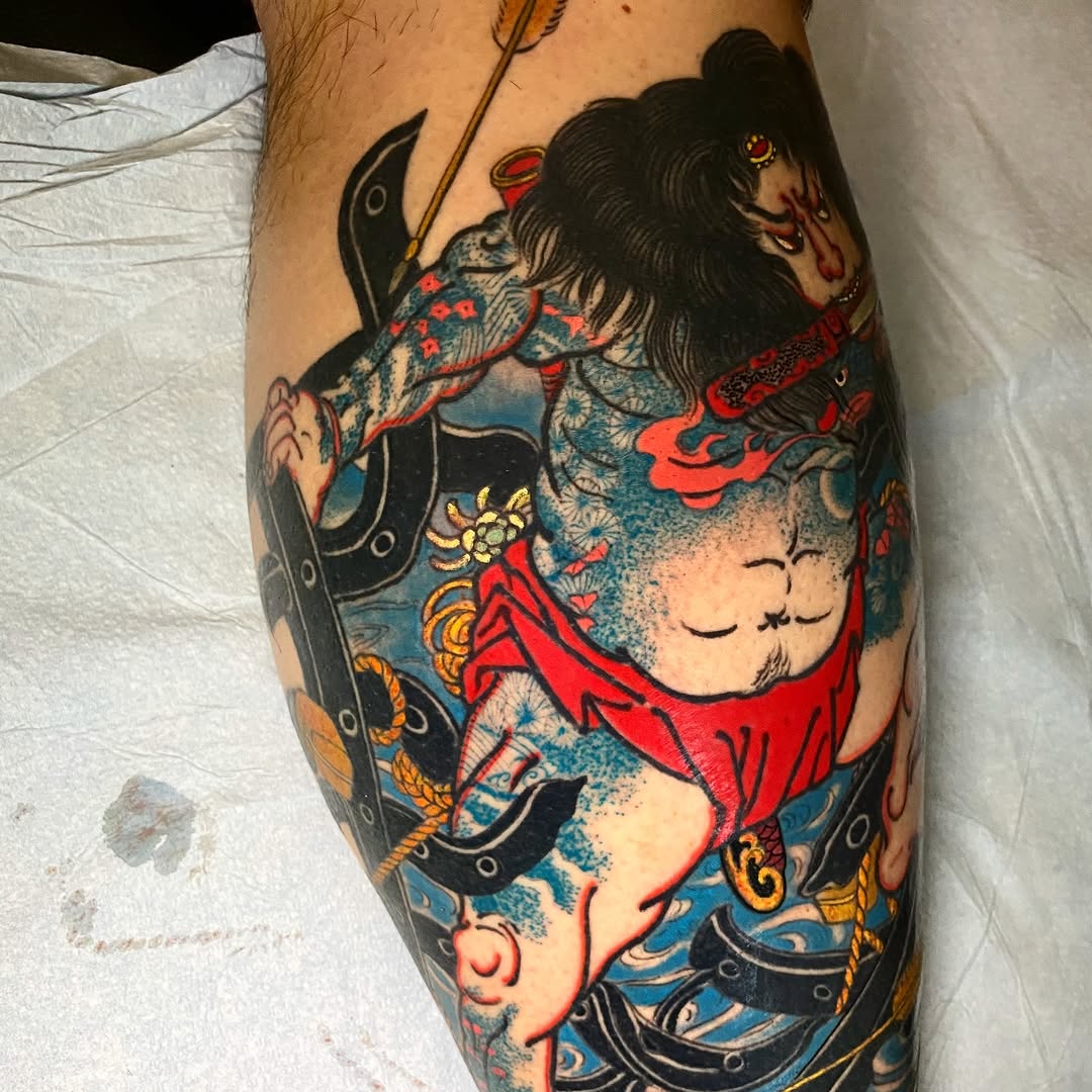 Tattoo by @jonmesatattoos โ japanese_irezumi, black_and_grey