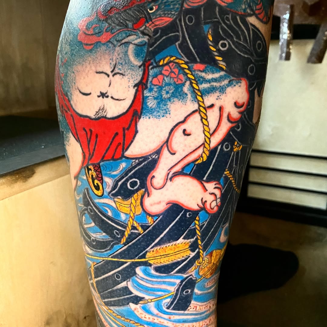 Tattoo by @jonmesatattoos โ japanese_irezumi, black_and_grey