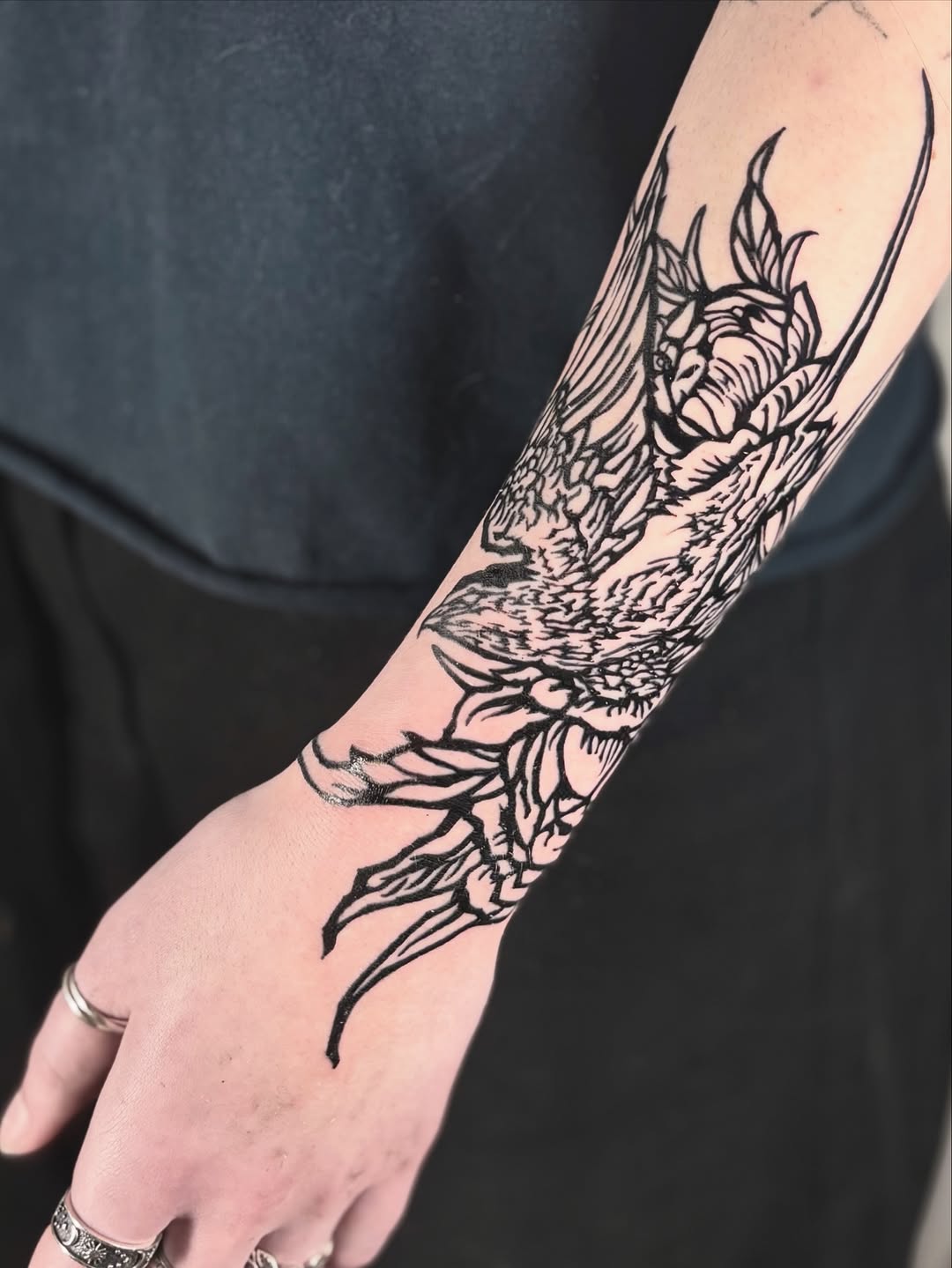 Tattoo by @wren.cavanaugh — illustrative, blackwork