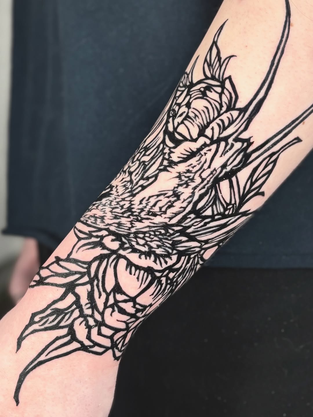 Tattoo by @wren.cavanaugh — illustrative, blackwork