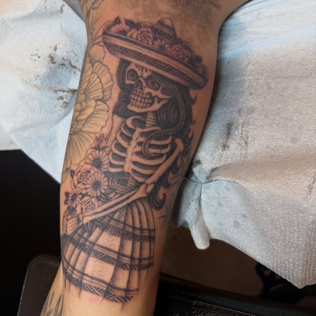 Tattoo by @markpeoplestattoos — chicano, dotwork