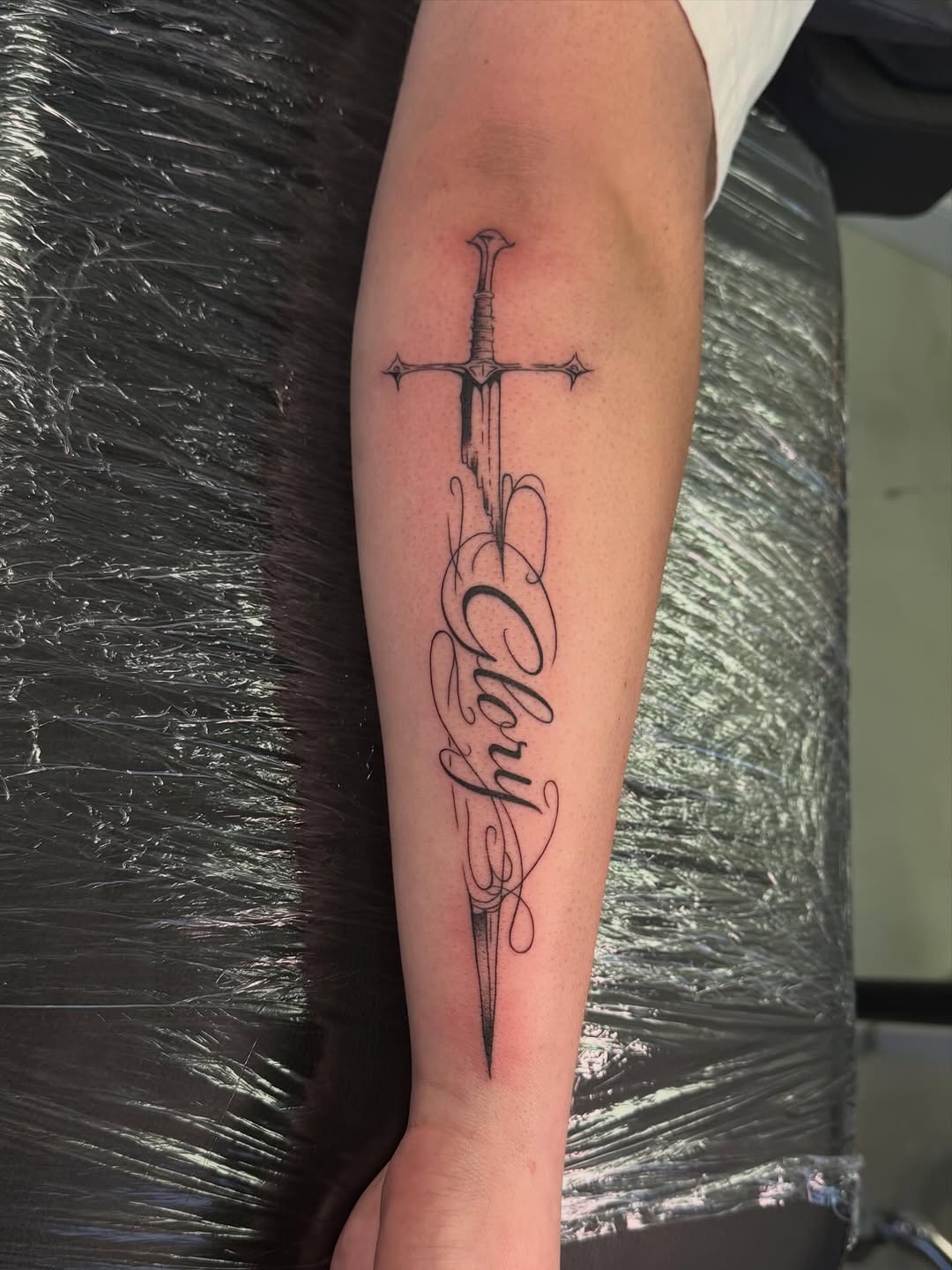 Tattoo by @tattooer_haylie — lettering_script, illustrative
