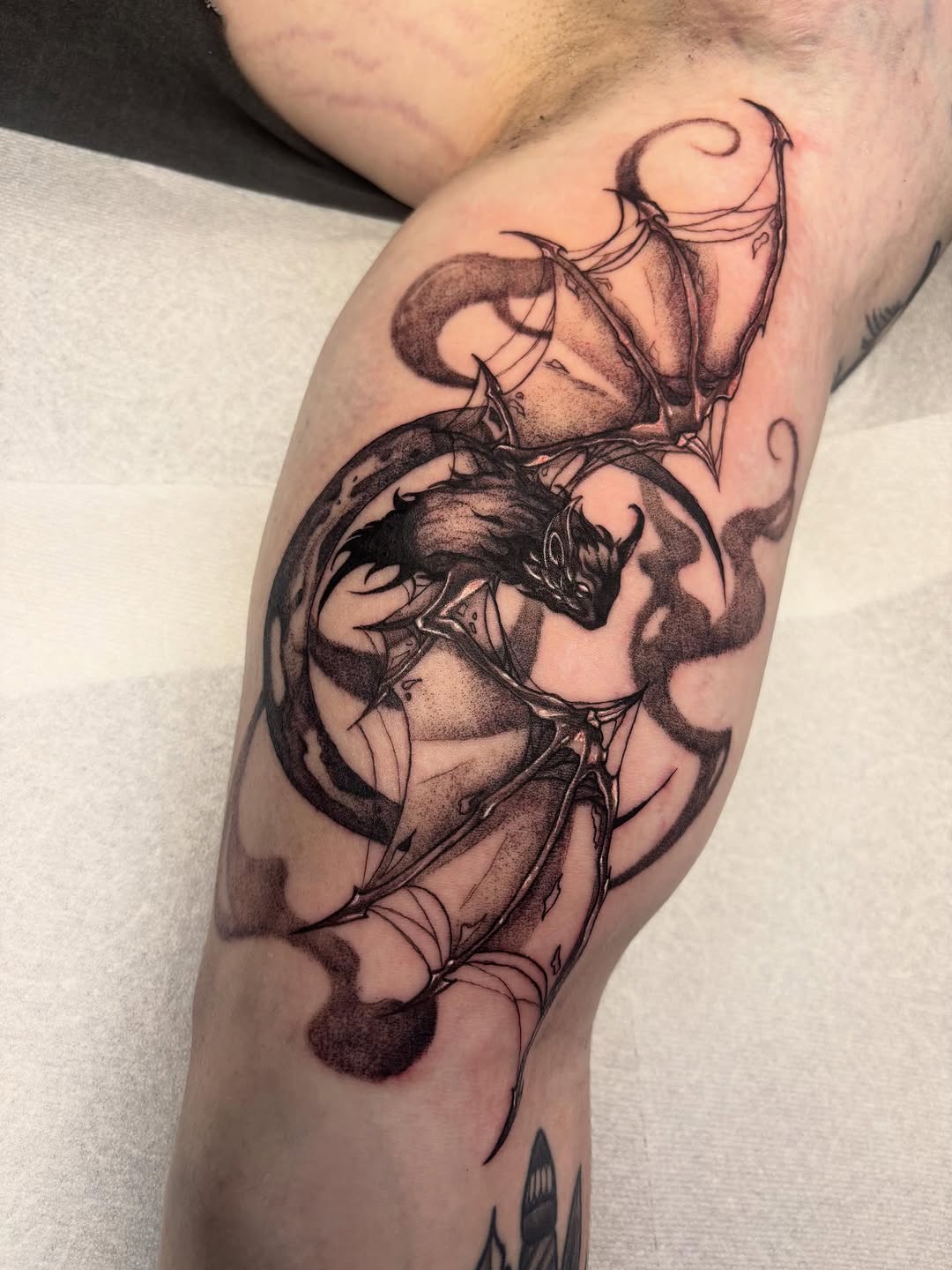 Tattoo by @inkkate_ — black_and_grey, illustrative