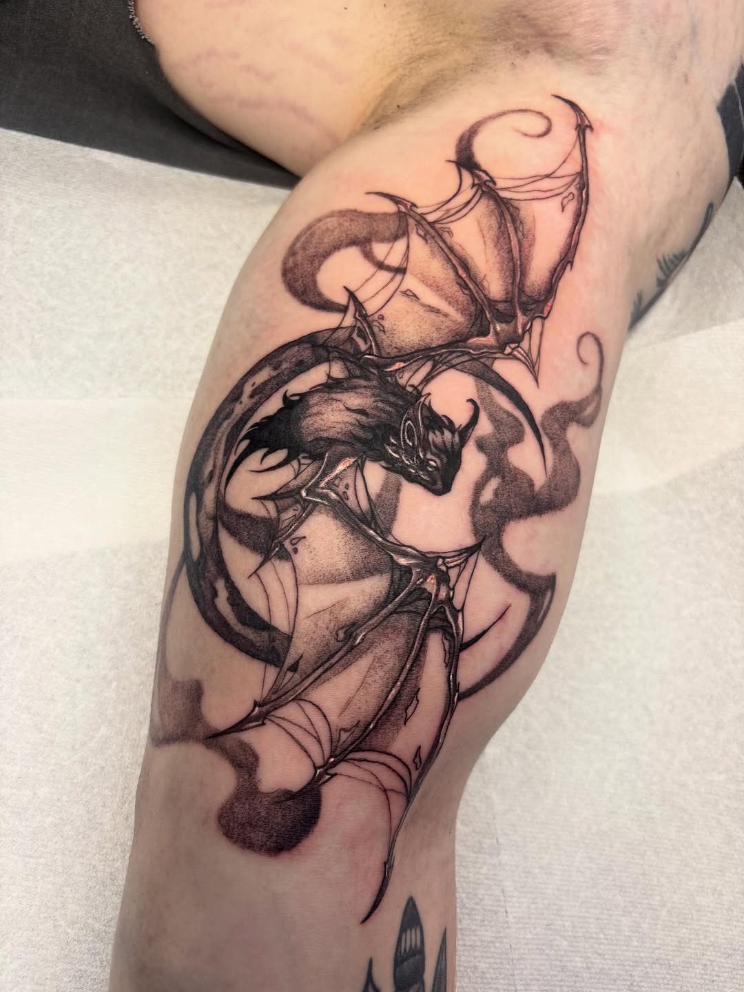 Tattoo by @inkkate_ — dark_realism, black_and_grey
