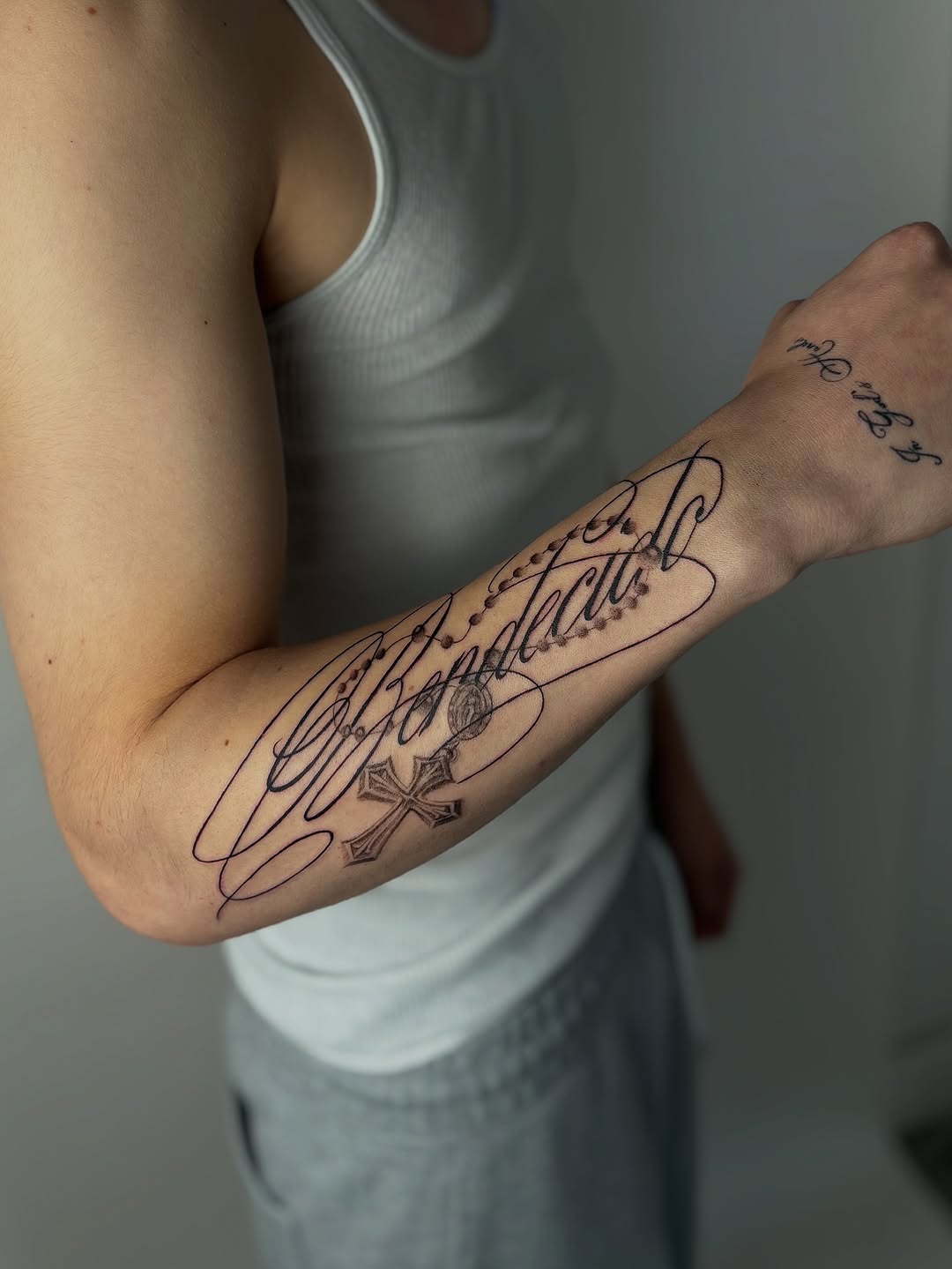 Tattoo by @shortkingtattoo β lettering_script, fine_line