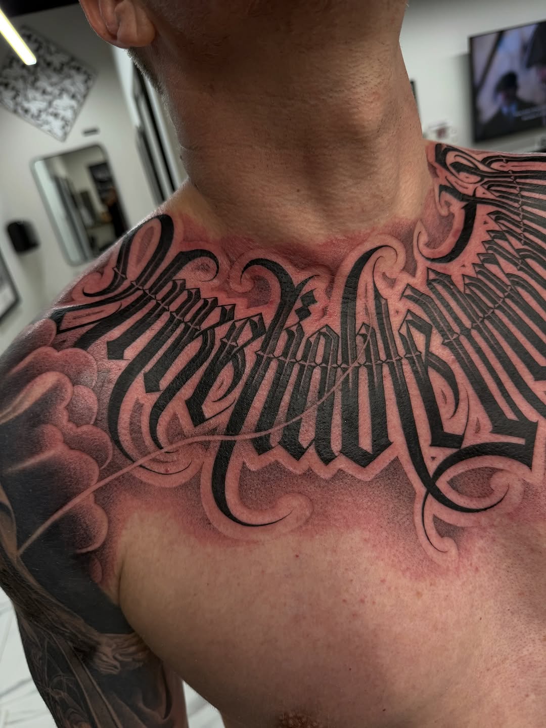 Tattoo by @angelstat2 — lettering_script, blackwork