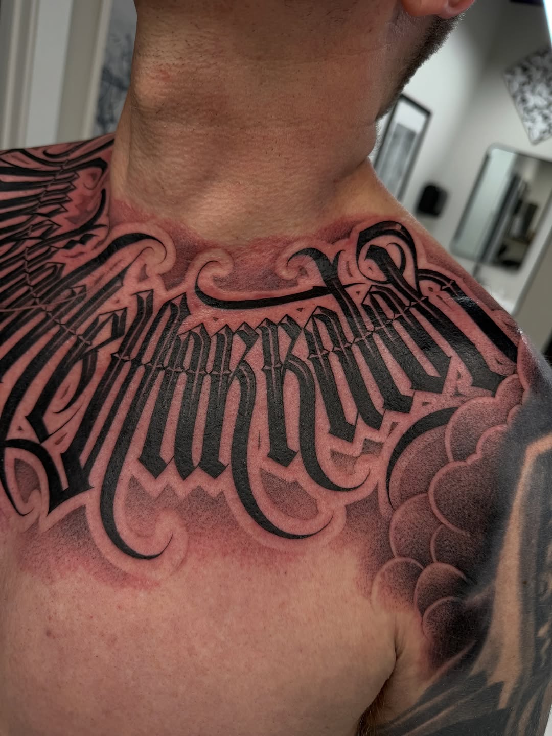 Tattoo by @angelstat2 — lettering_script, blackwork