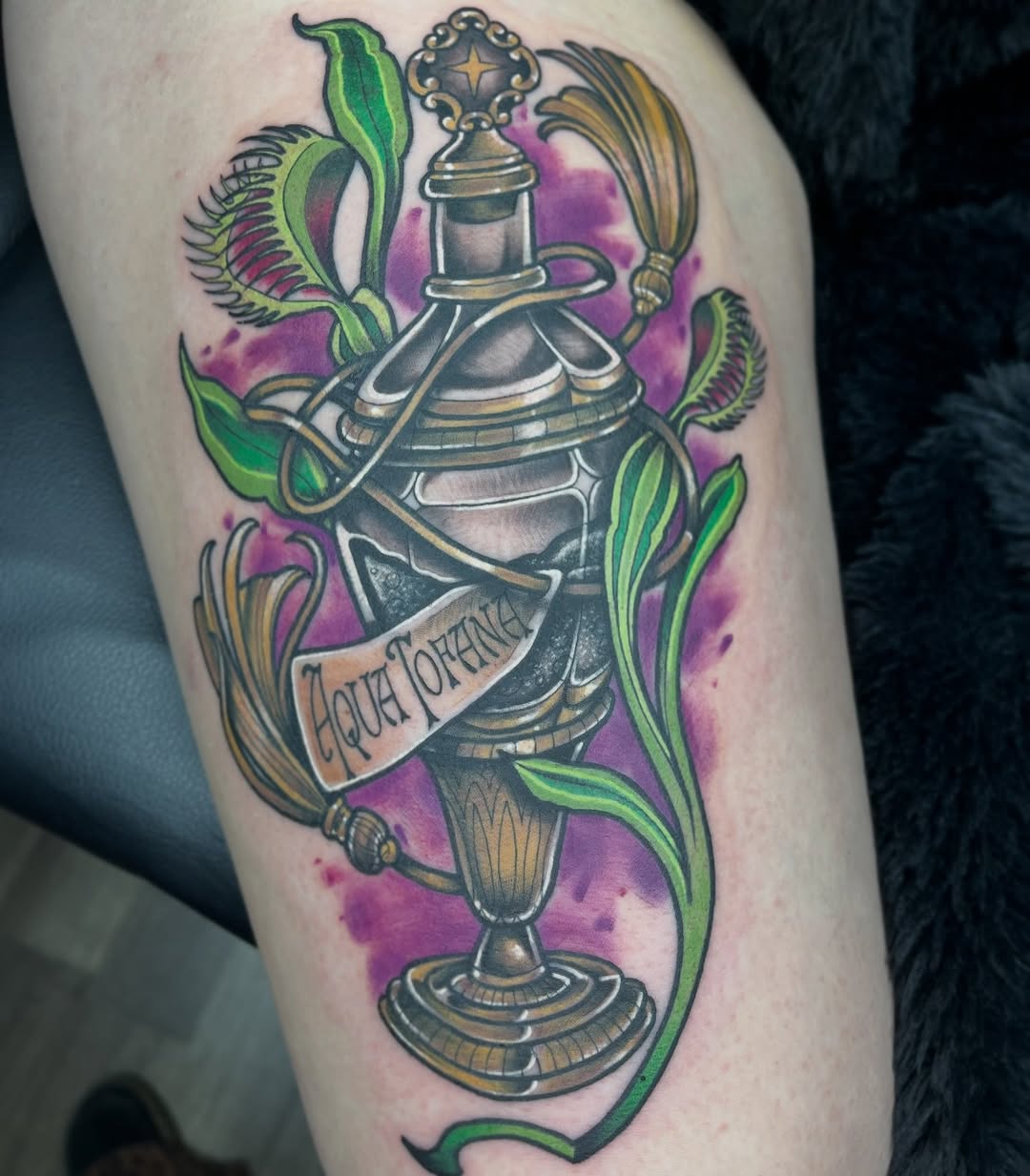Tattoo by @bogwitchz_ — illustrative, black_and_grey
